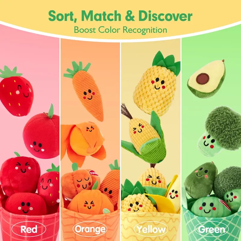 🥕 ✨ 16Pcs My First Fruit Vegetable Color Sorting Play Food