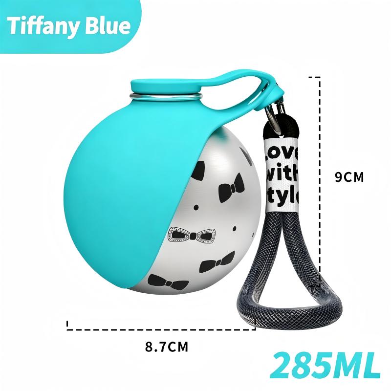 304 Stainless Steel Portable Dog Water Bottle Foldable with Hook and Spherical Nozzle