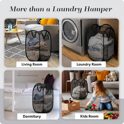 🔥🧺Foldable Pop‑Up Mesh Laundry Basket｜Large Capacity & Space‑Saving