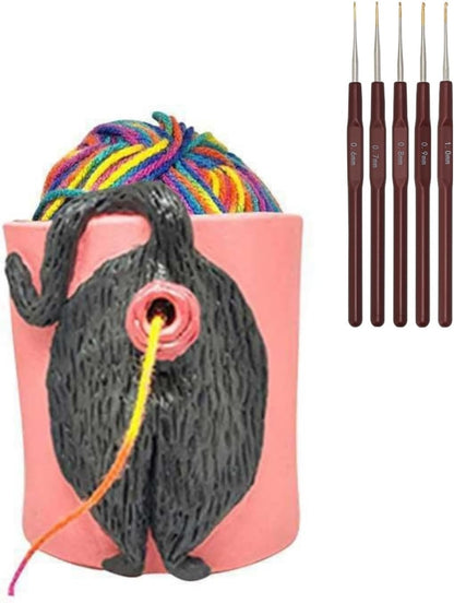 Cat Butt Yarn Bowl🎁(with 5PCS Knitting Needles)