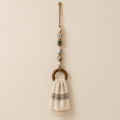 🔥LAST DAY 58% OFF-2027 Decorative Beaded Towel Hanger with Wooden Ring