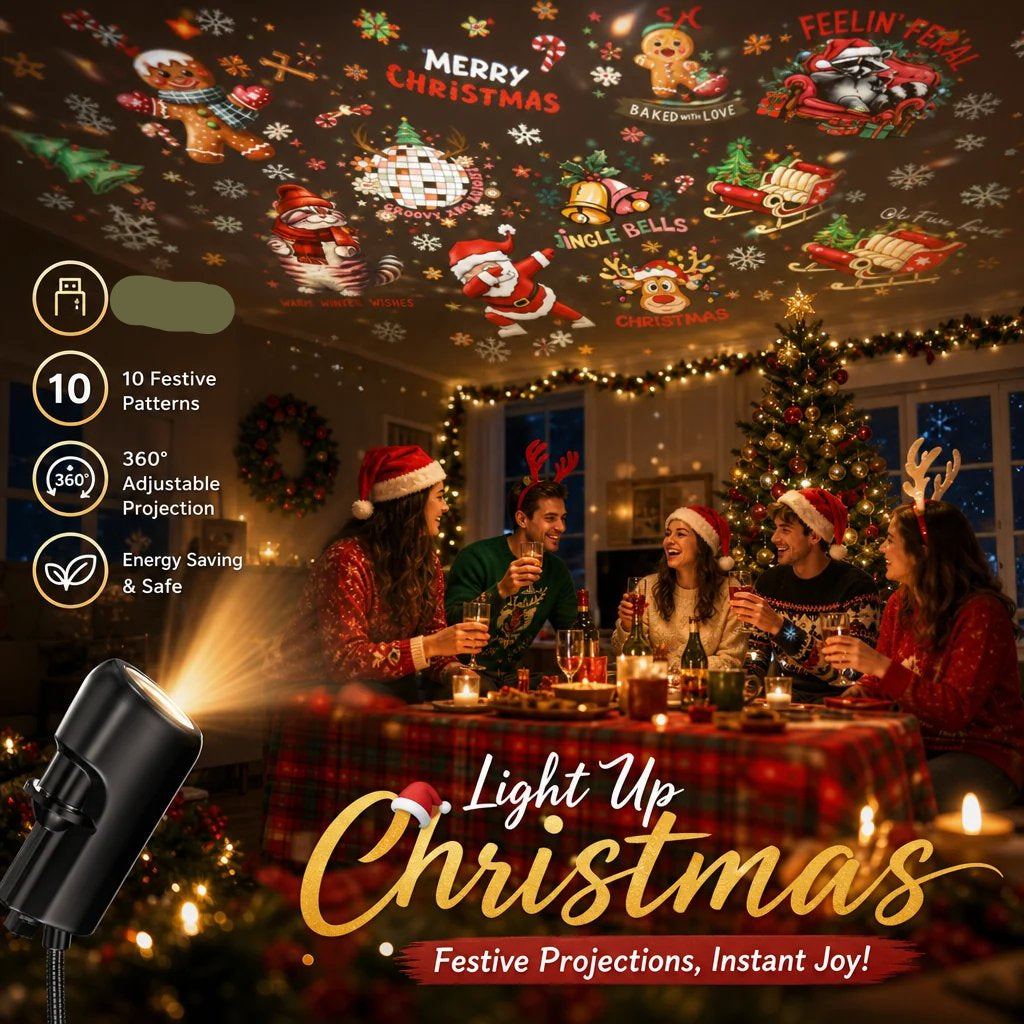✨HD Christmas Projector – 6 or 10 Festive Scenes