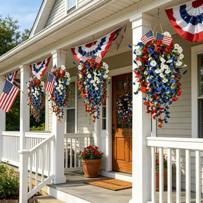 ✨✨🇺🇸 Celebrate the 250th anniversary of the United States with patriotic-style hanging bouquets