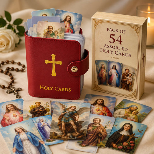 ✝️ Catholic Leather Holy Card Holder – Pocket Prayer Card Organizer with Snap Closure