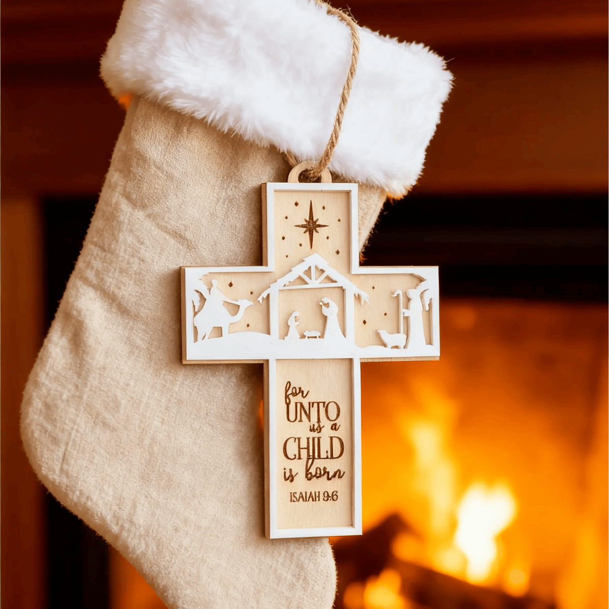 🎅Christmas Hot Sale🌟Handcrafted Wooden Nativity Ornament: 3D Christmas Scene
