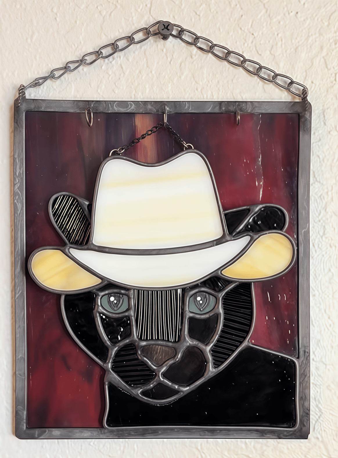 🔥Last Day 49% OFF -  🐆✨Stained Glass Black Cat Suncatcher Window Hanging Decor, Interchangeable Hat Design