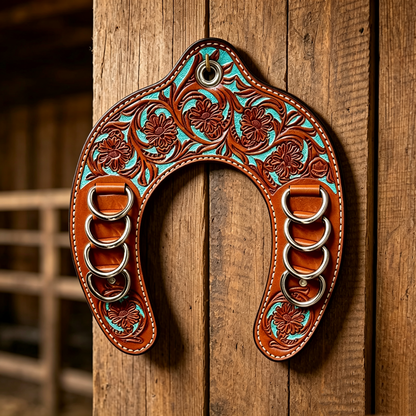 🔥LAST DAY 60% OFF 🤠Handcrafted Leather Horseshoe Wild Rag Holder | Western Scarf & Bandana Organizer