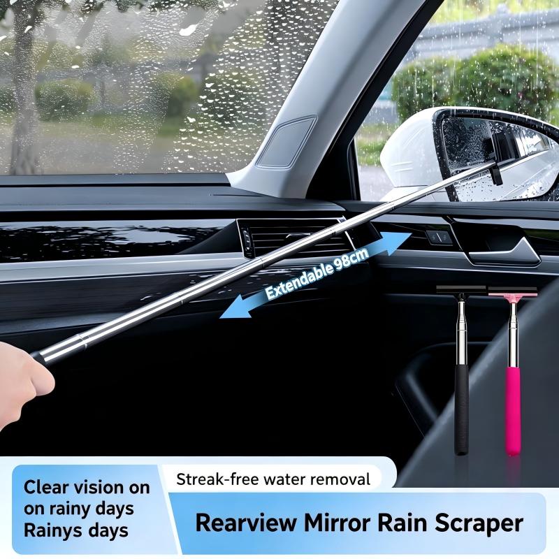 Multipurpose Telescopic Car Snow Scraper with Squeegee for Windshield and Side Mirror