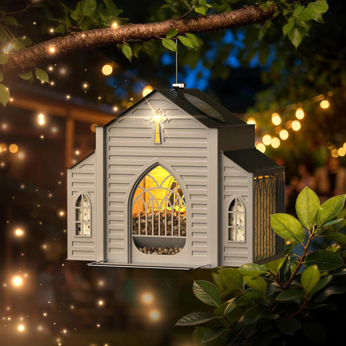 🔥Last Day 49% OFF - ✝️Church-Shaped Metal Solar Bird Feeder