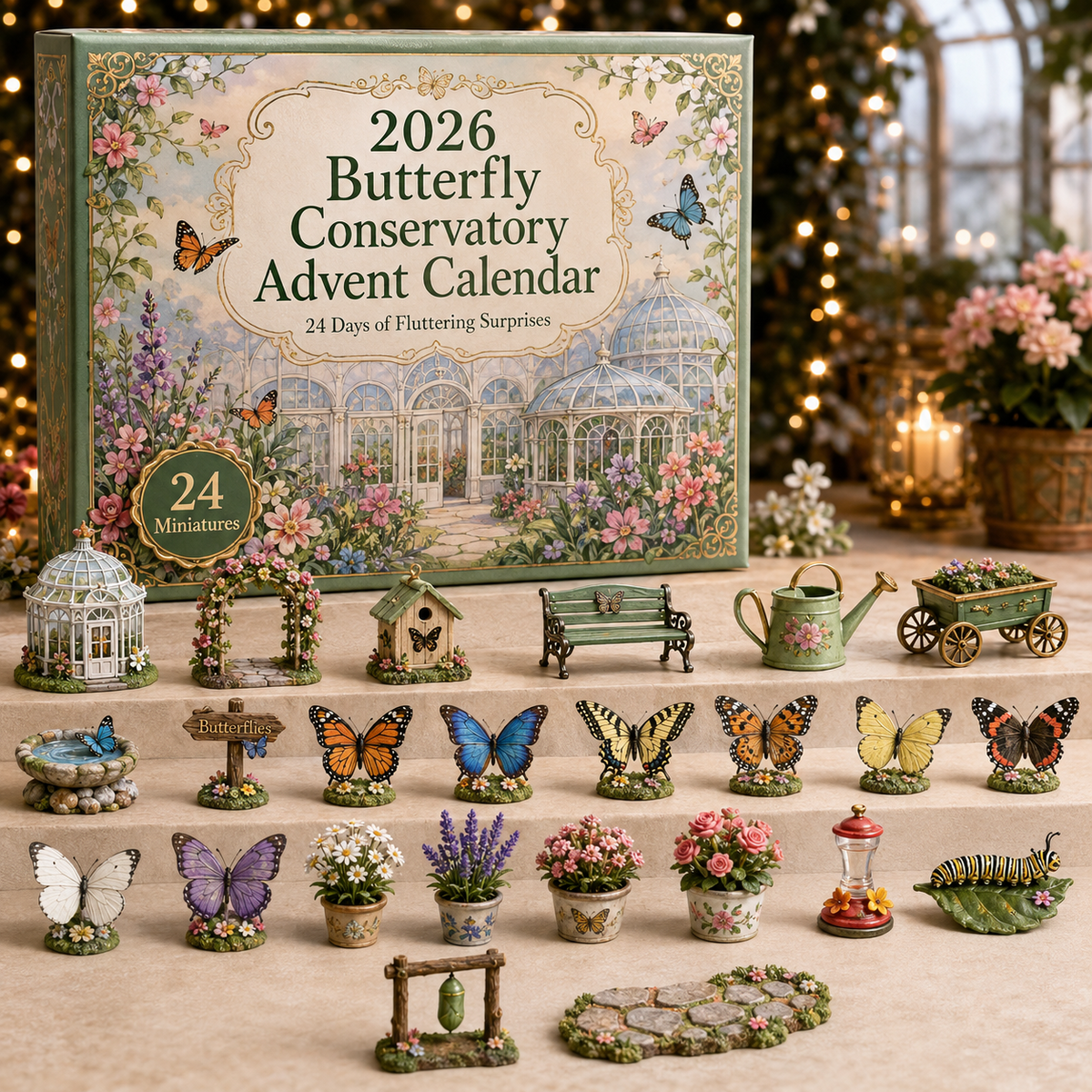 2026 Butterfly Conservatory Advent Calendar 🦋🌿 – 24 Days of Miniature Garden Surprises