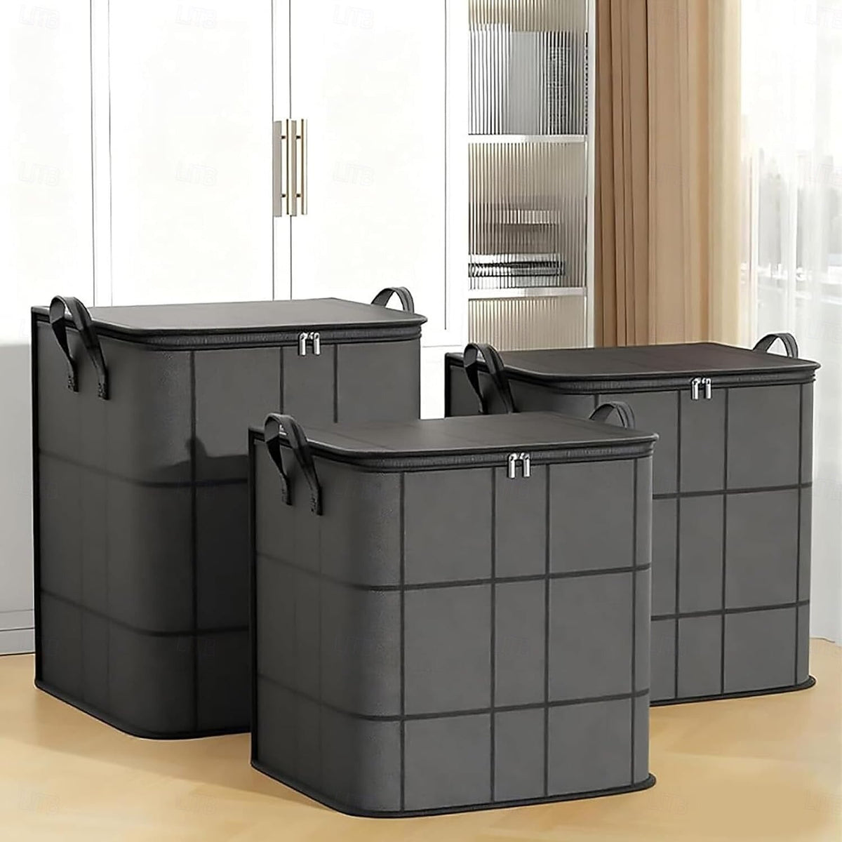 Large Foldable Clothes Storage Bag with Handle and Double Zipper