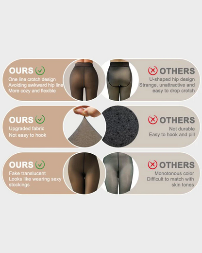Semi-Transparent Single Seam Fleece Lined Tights