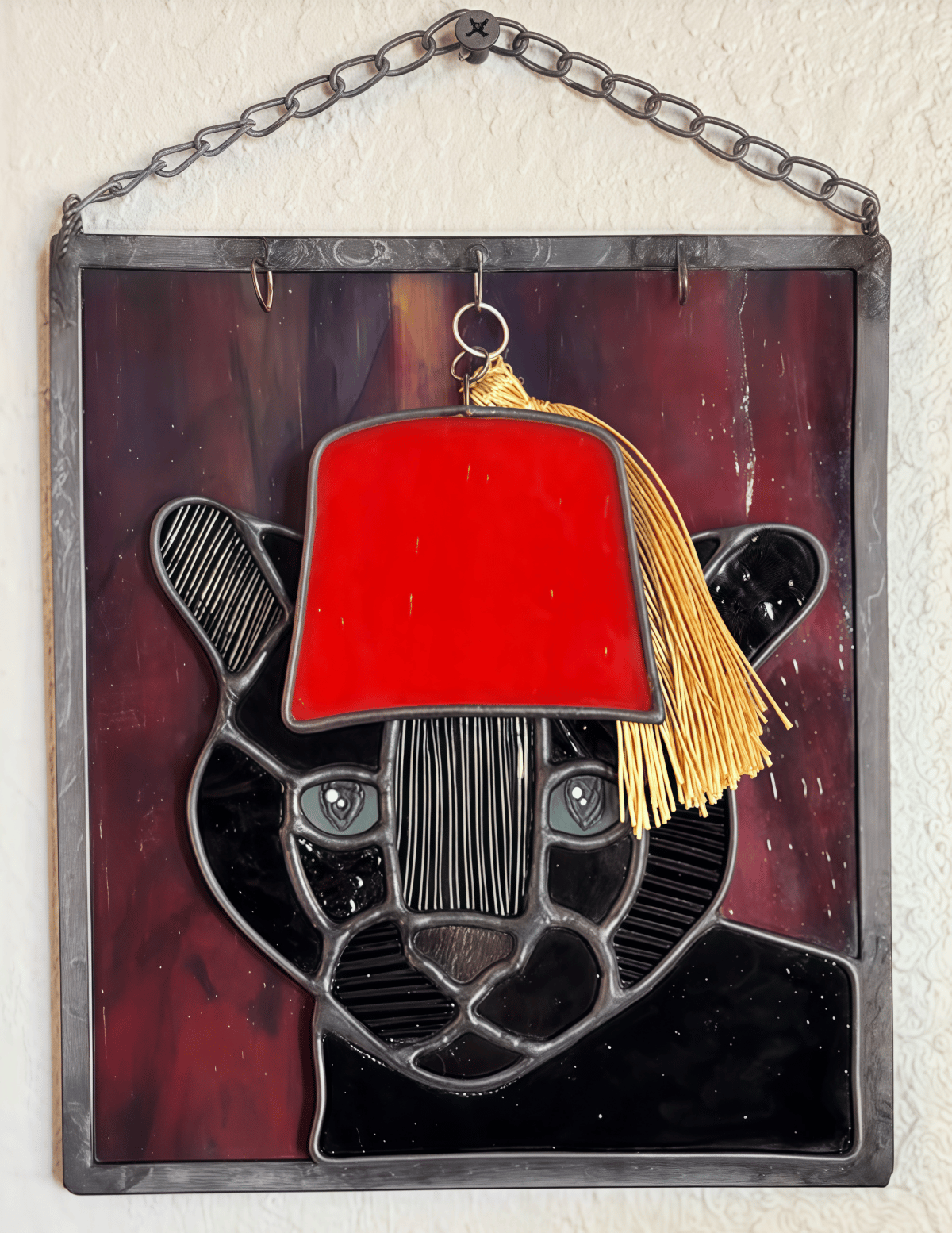 🔥Last Day 49% OFF -  🐆✨Stained Glass Black Cat Suncatcher Window Hanging Decor, Interchangeable Hat Design