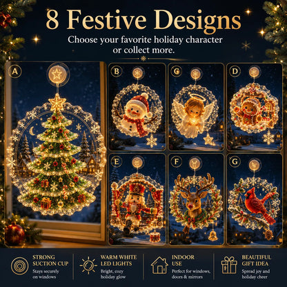 🏅 2026 Best Seller ✨🎄Lighted Christmas Window Decoration with Suction Cup | Warm LED Window Light with Double-Layer Design & Multiple Festive Styles ✨