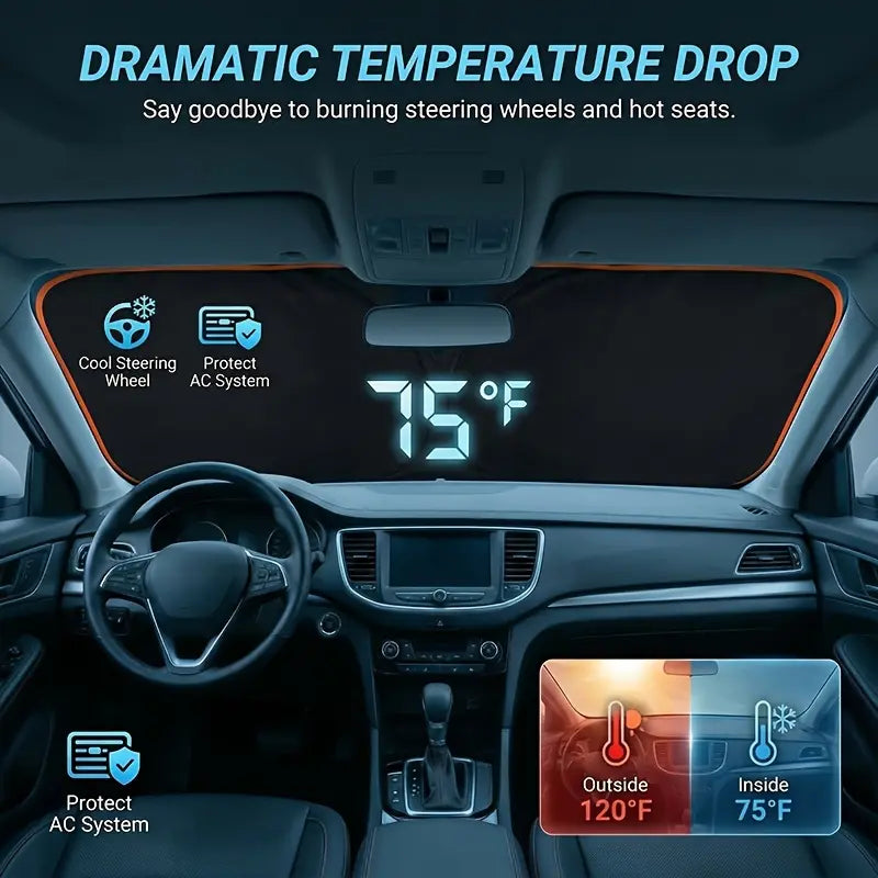 2026 New Portable Heat-Insulating Vehicle Sunshade, Upgraded Thickened Front Window Sun Shade☀️🚗