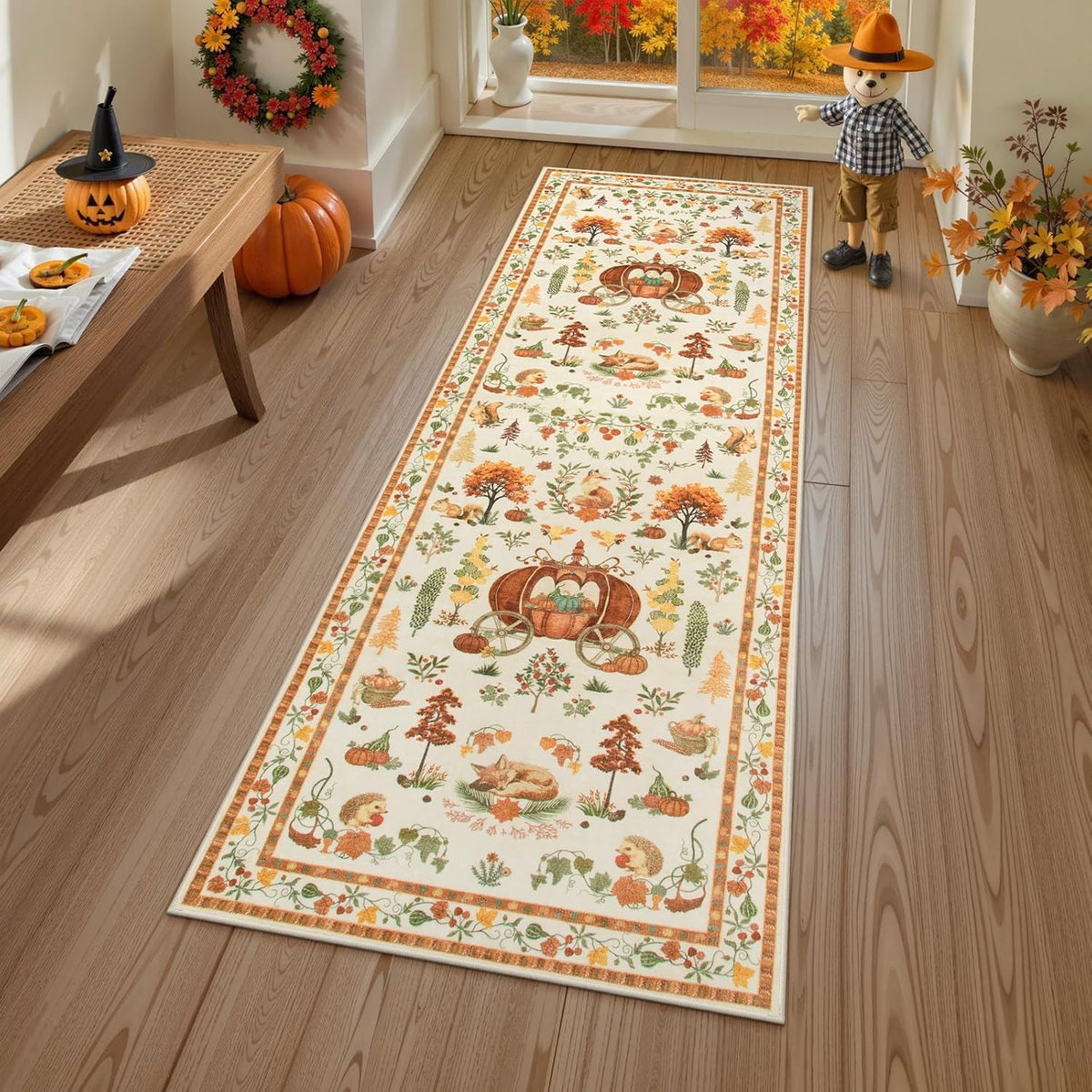 🔥LAST DAY 49% OFF🦌🎄🎅⚡Christmas Deer Santa Long Rug