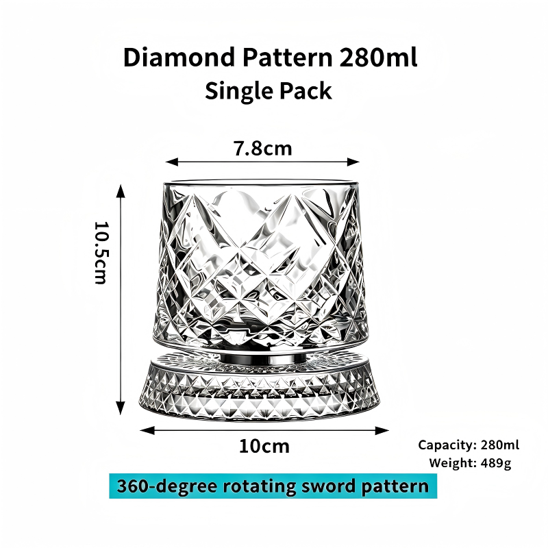 Luxury 360° Spinning Star Cut Crystal Glass for Whiskey Wine Stress Relief Gift