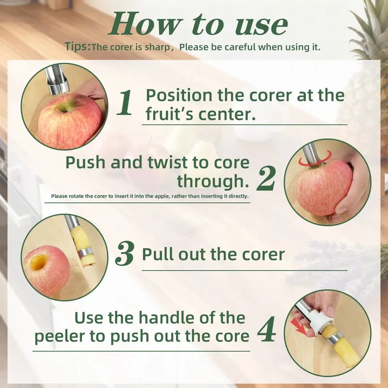 🥳2026 HOT SALE🥳💞50K+ SOLD!🔪🛒! The 2-in-1 Kitchen Hero: Core & Peel with a Twist. Stainless Steel Fruit Tool! 🍎⏱️
