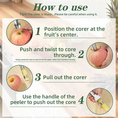 🥳2026 HOT SALE🥳💞50K+ SOLD!🔪🛒! The 2-in-1 Kitchen Hero: Core & Peel with a Twist. Stainless Steel Fruit Tool! 🍎⏱️
