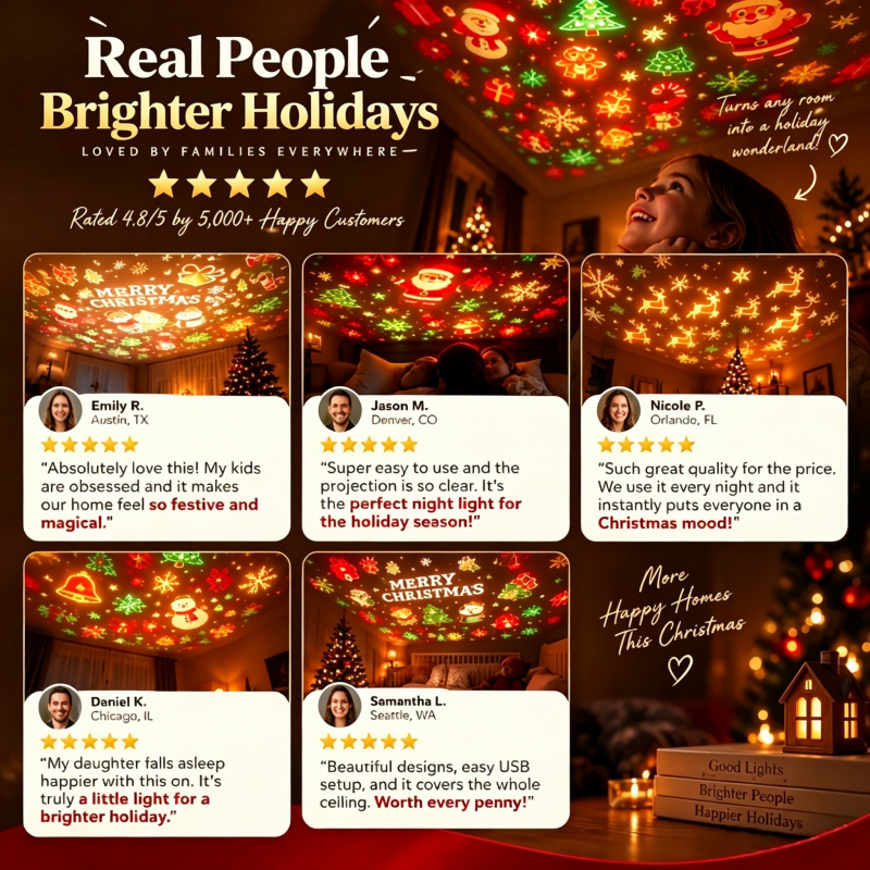 USB Christmas Tree Projector Light, Portable Mini Christmas Projection Lamp, Holiday Decoration Gift