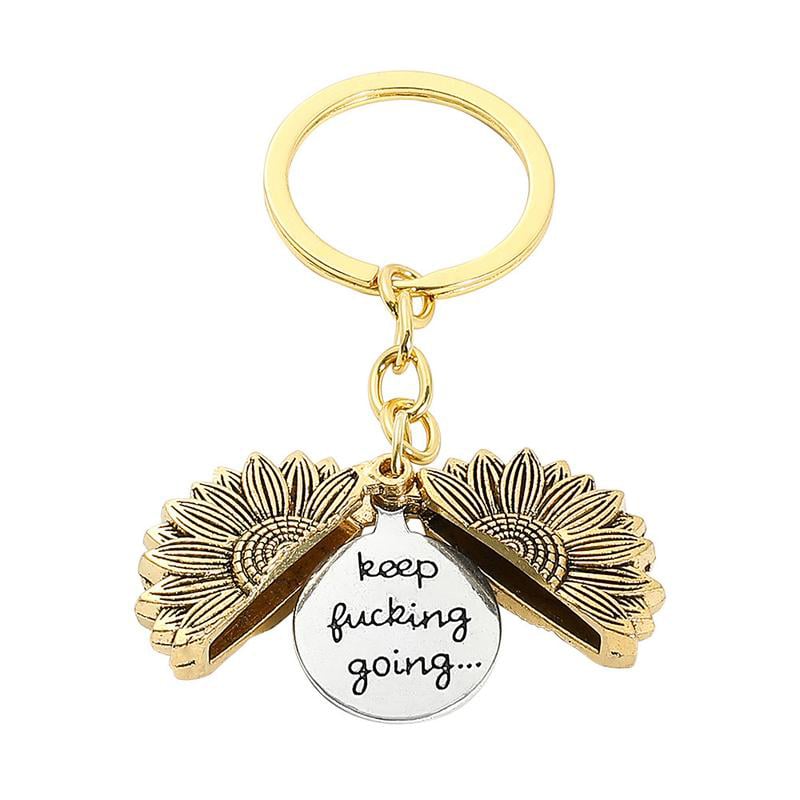 🔥LAST DAY 🌻Sunflower Keychain Inspirational Gifts - Keep Fucking Going Keychain
