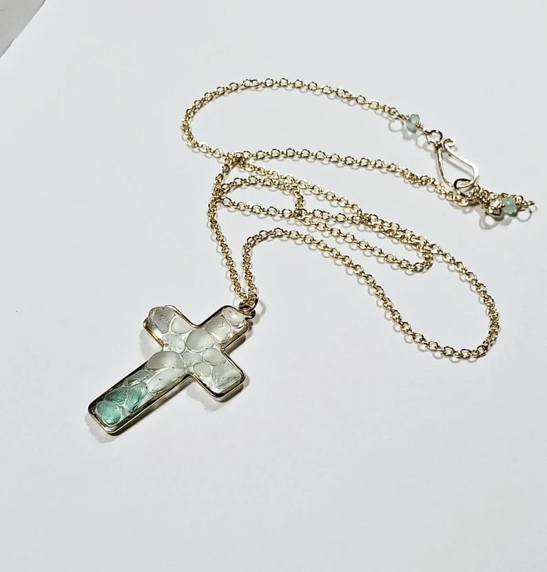 Sea Glass Cross Necklace