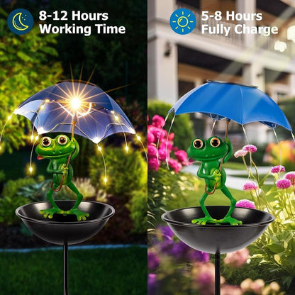🔥Last Day 49% OFF - 🐦Solar-Powered LED Animal Umbrella Light with Bird Feeder（Frog/Bee/Flamingo）