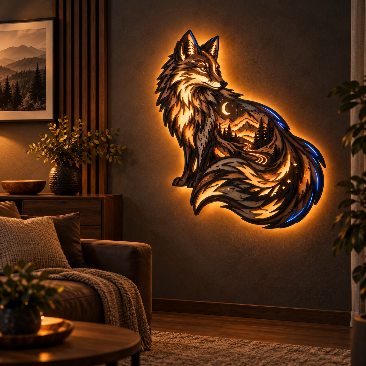 Fox Totem Layered Ambient Wall Light | Handcrafted-Style Wall Decor