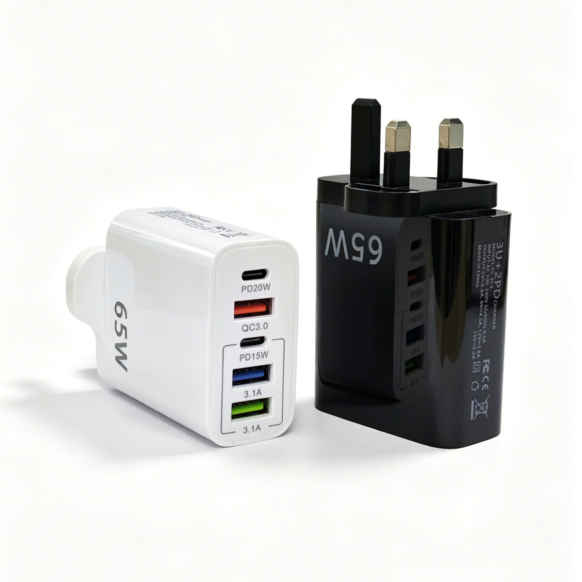 ⚡65W 5-Port Fast Charger｜PD QC Multi USB C Wall Charger