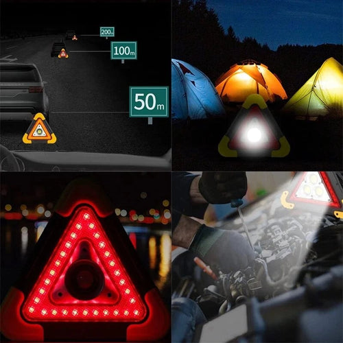 🔥2 in 1 Solar powered triangle roadside warning light