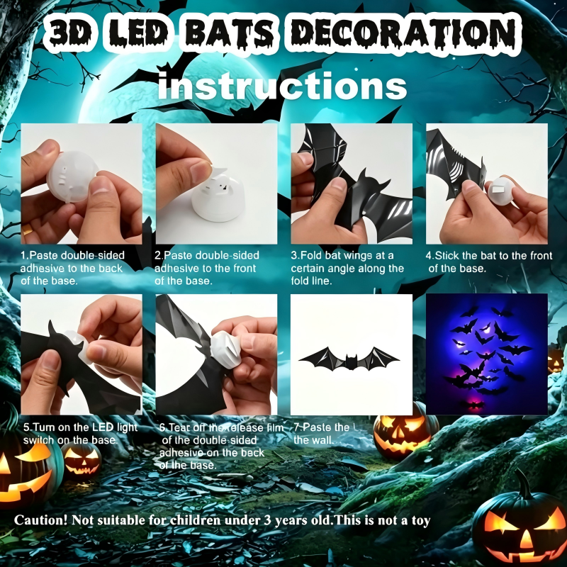 3D Bat Design LED Decoration