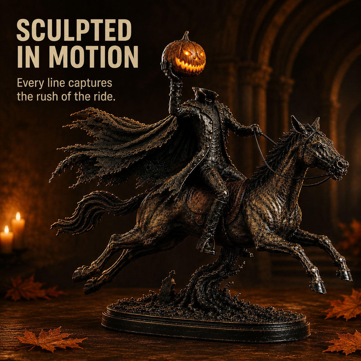 ⏰Limited Stock 50% OFF - 🎃🏇Midnight Chase Headless Horseman Statue