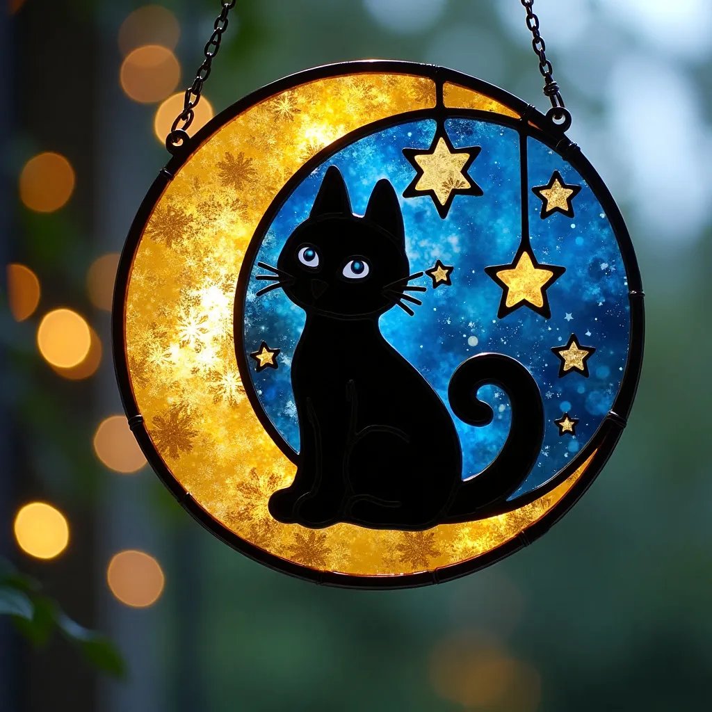 🔥LAST DAY SALE 50% OFF - ✨Whimsical Moonlight Cat Window Hanging