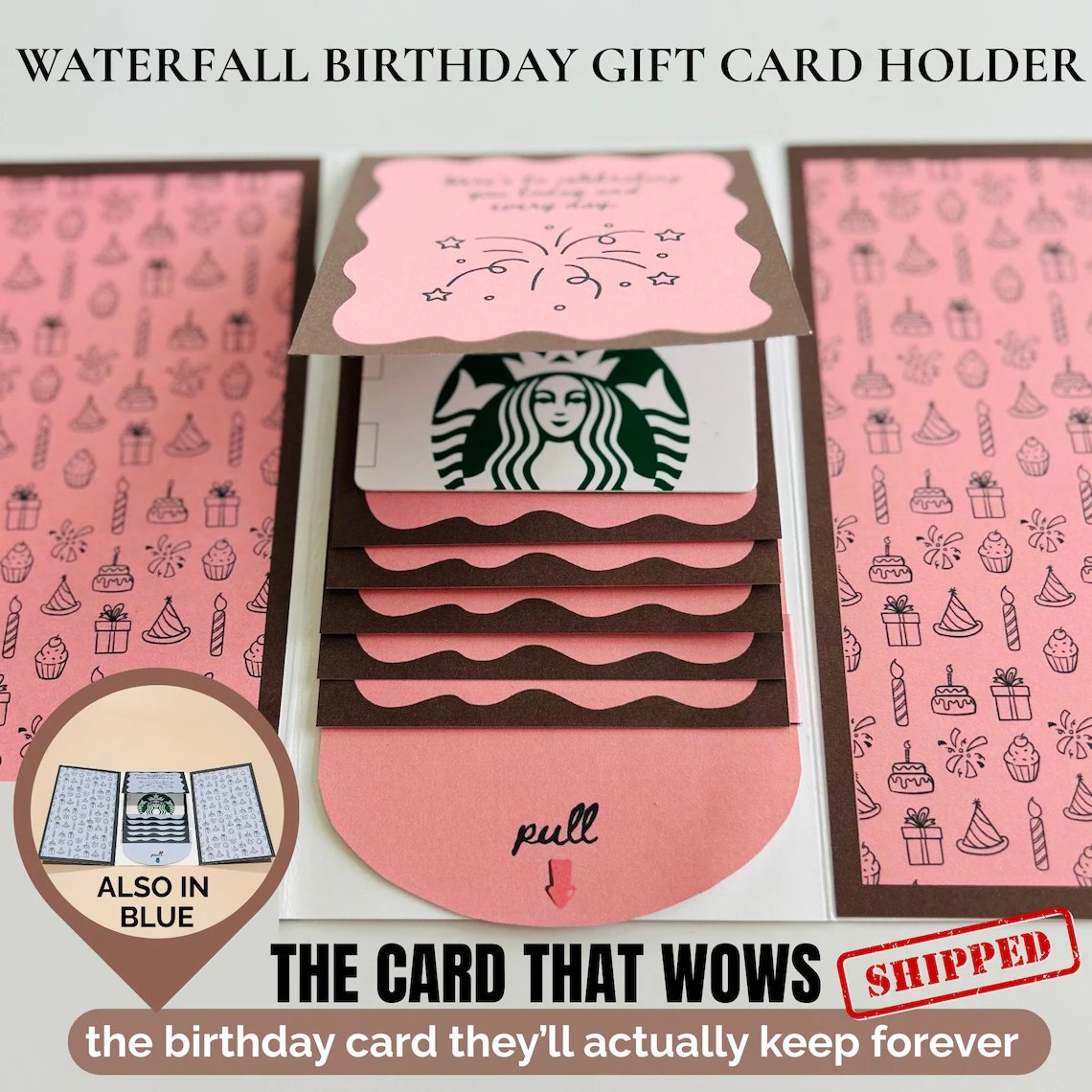🎁LAST DAY 50% OFF - 🎂✨ Handmade Waterfall Birthday Gift Card Booklet