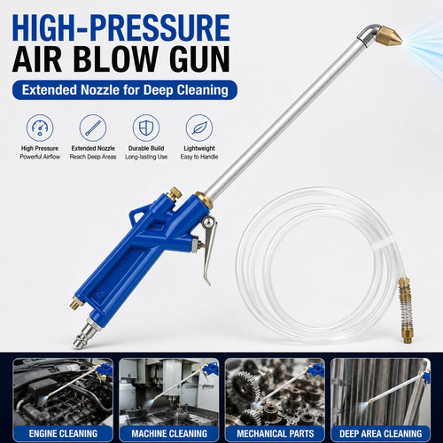 🛠️💧High-Pressure Pneumatic Air Blow Gun with Extended Nozzle for Engine & Mechanical Deep Cleaning
