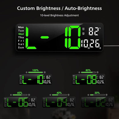 ⚡Prime Day Sale⚡13" Large Digital Clock with Temperature, Date, Auto DST, Night Light, Auto Brightness Dimmer