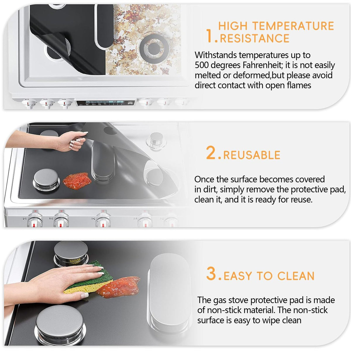 🧽4-Piece Reusable Non-Stick Gas Stove Burner Covers – Heat-Resistant & Washable