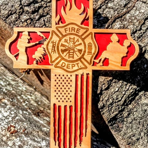 🔥LAST DAY 50% OFF - First Responder Wooden Cross(🎁Best Gift for firefighter)