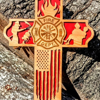 🔥LAST DAY 50% OFF - First Responder Wooden Cross(🎁Best Gift for firefighter)