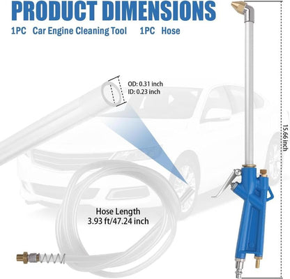🛠️💧High-Pressure Pneumatic Air Blow Gun with Extended Nozzle for Engine & Mechanical Deep Cleaning