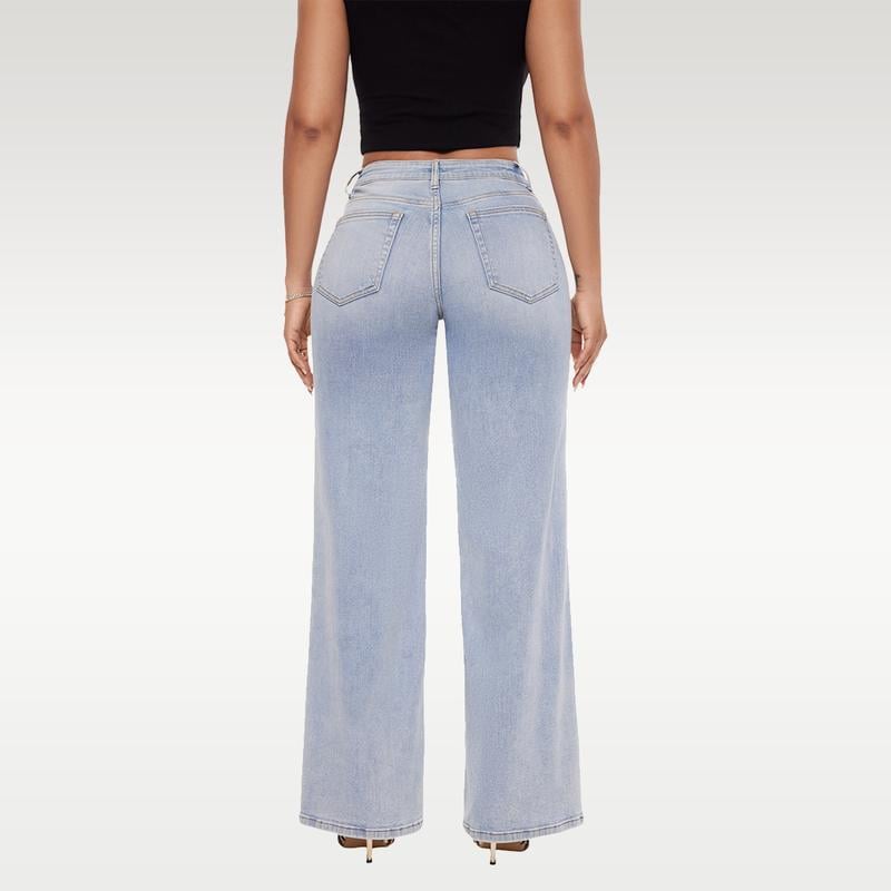 High Rise Vintage Wash High-waisted Top Straight Leg Jeans