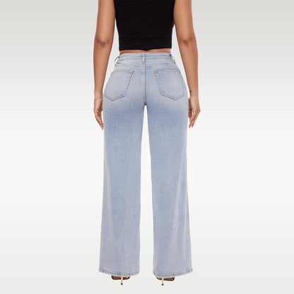 High Rise Vintage Wash High-waisted Top Straight Leg Jeans