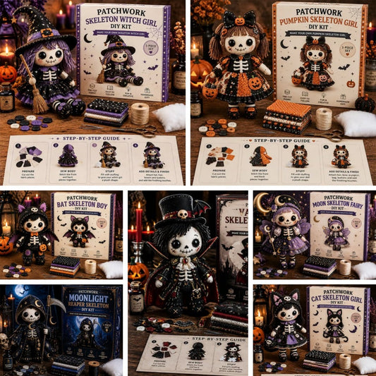 🔥HOT SALE 49% OFF🎃🧙‍♀️Patchwork Skeleton Witch Girl DIY Kit👻🦴