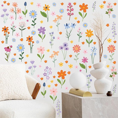 🔥Last 4 hours Sale: Save 50% -🌸Enchanting Spring Wildflower Wall Decals - 8 Sheets of 102 Stickers