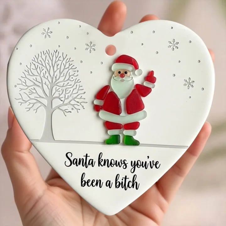 🎅"Santa Claus Middle Finger" Christmas heart-shaped gift🌊✨Shaped by Nature & Crafted by Hand💝