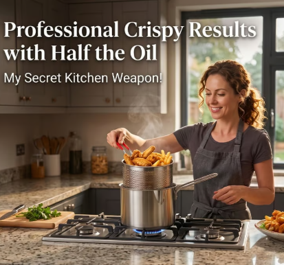 Xylvok Professional Oil-Saving 304 Stainless Steel Deep Fryer with Detachable Handle