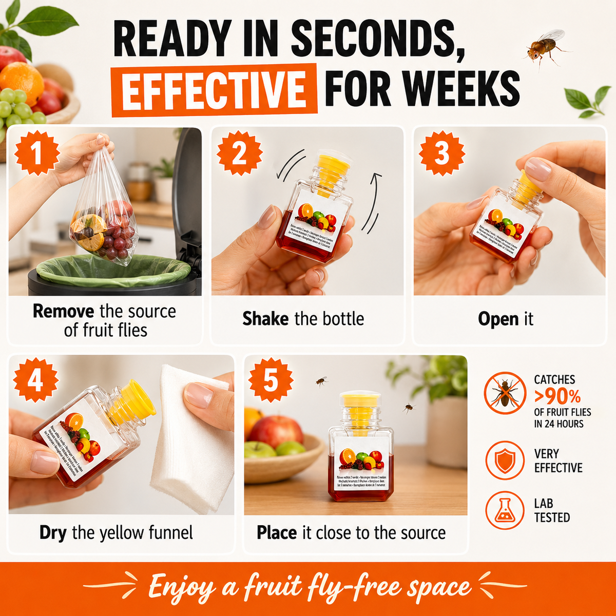 🏆🔥Fruit Fly Traps- safe for children and pets