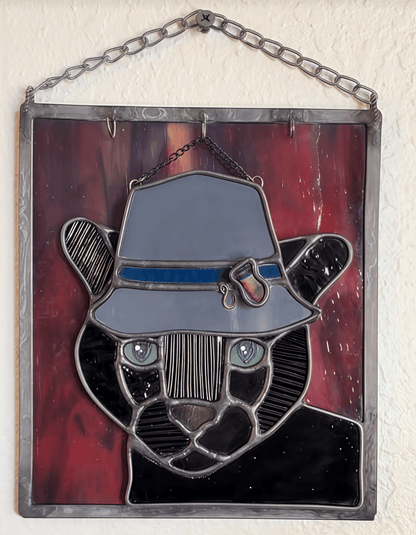 🔥Last Day 49% OFF -  🐆✨Stained Glass Black Cat Suncatcher Window Hanging Decor, Interchangeable Hat Design