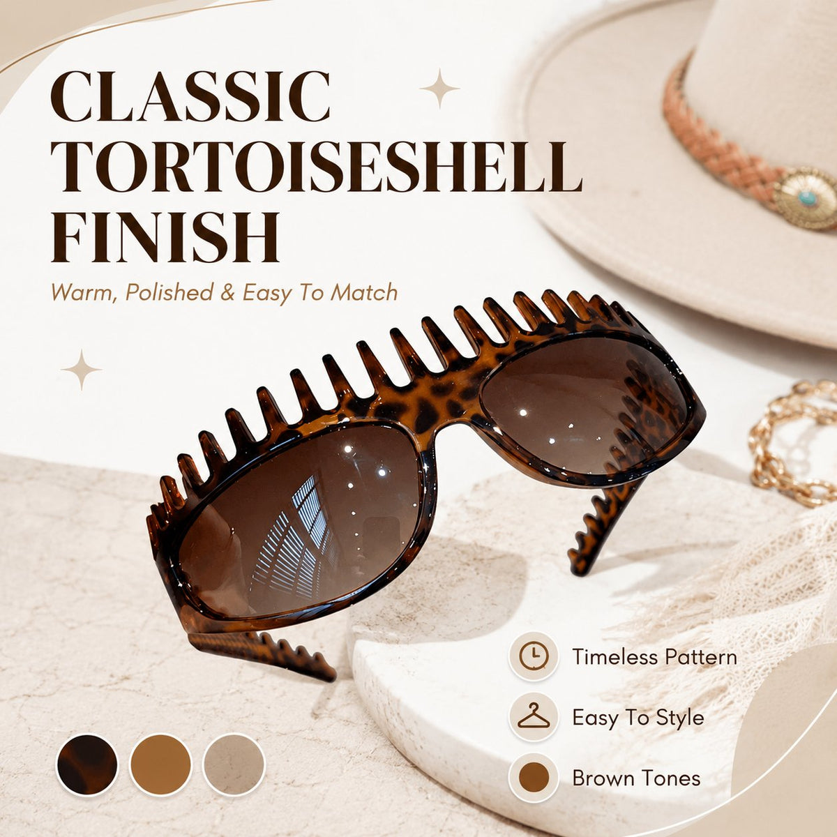 🥇💃 2-in-1 Tortoiseshell Headband Sunglasses – Polarized UV400 Sunglasses with Built-In Comb Teeth