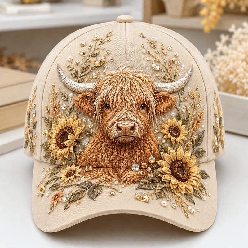 🔥LAST DAY 49% OFF - 🦬3D Highland Cow Embroidery Cap🧢